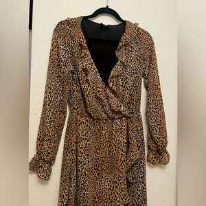 Wrap Dress Brown/leopard print H&M